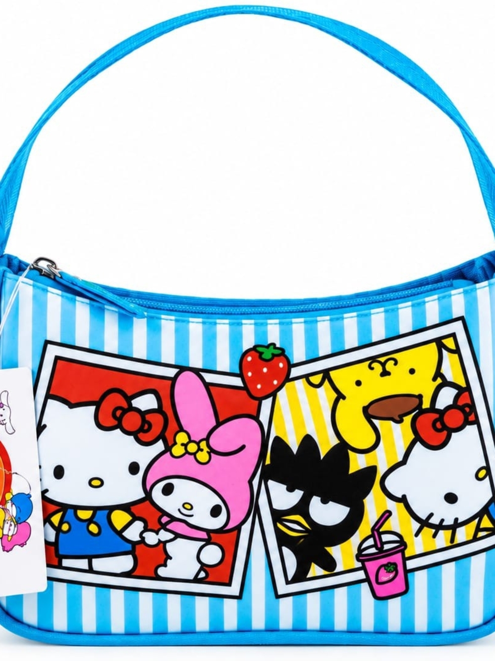 Sanrio Blue Striped Kids Shoulder Bag with Character Panels